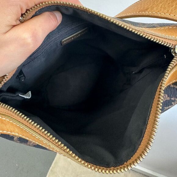 Vintage 90’s Anne Klein Leopard Print Shoulder Bag Brown Leather Canvas Combo - Picture 14 of 16